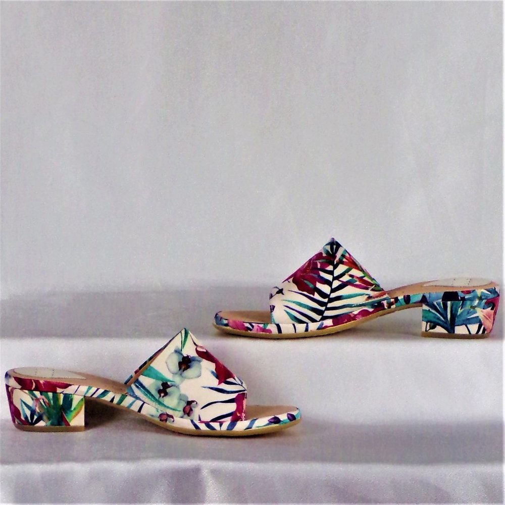 ONO 8M CARL 17 multicolor floral low-heel slide sandals leather uppers & linings - Picture 4 of 16